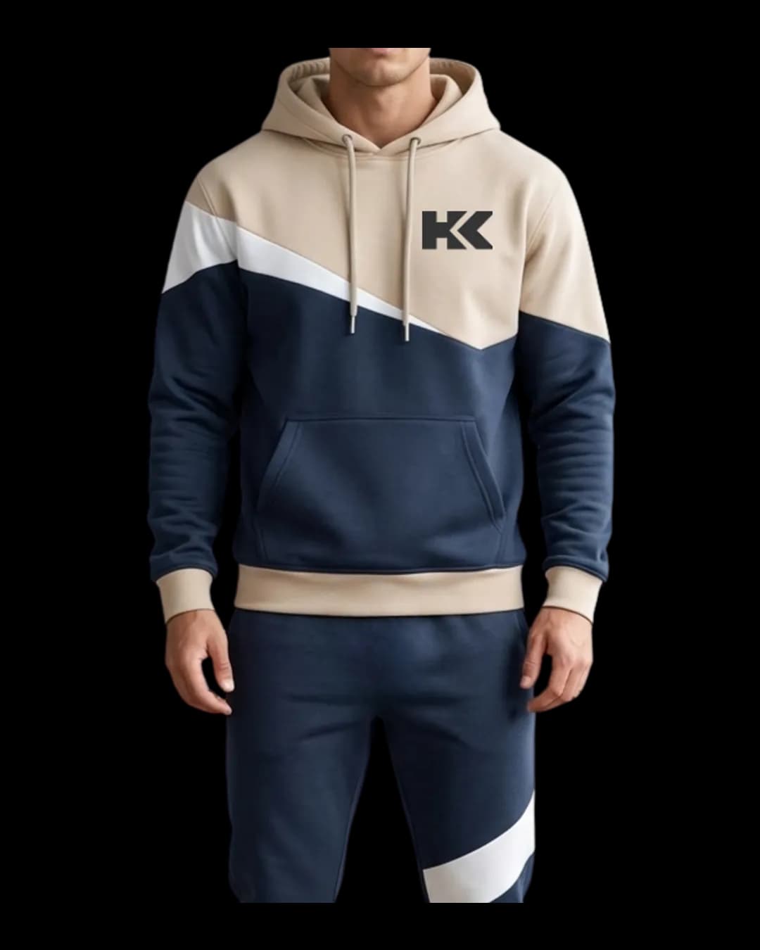 Diagonal Colour Block Hoodie worn by a model