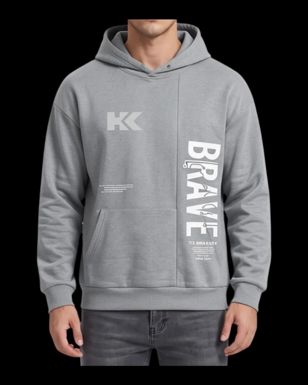Slogan Print Hoodie worn by a model