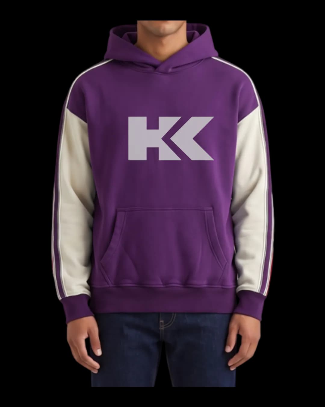 Contrast Sleeve Hoodie worn by a model