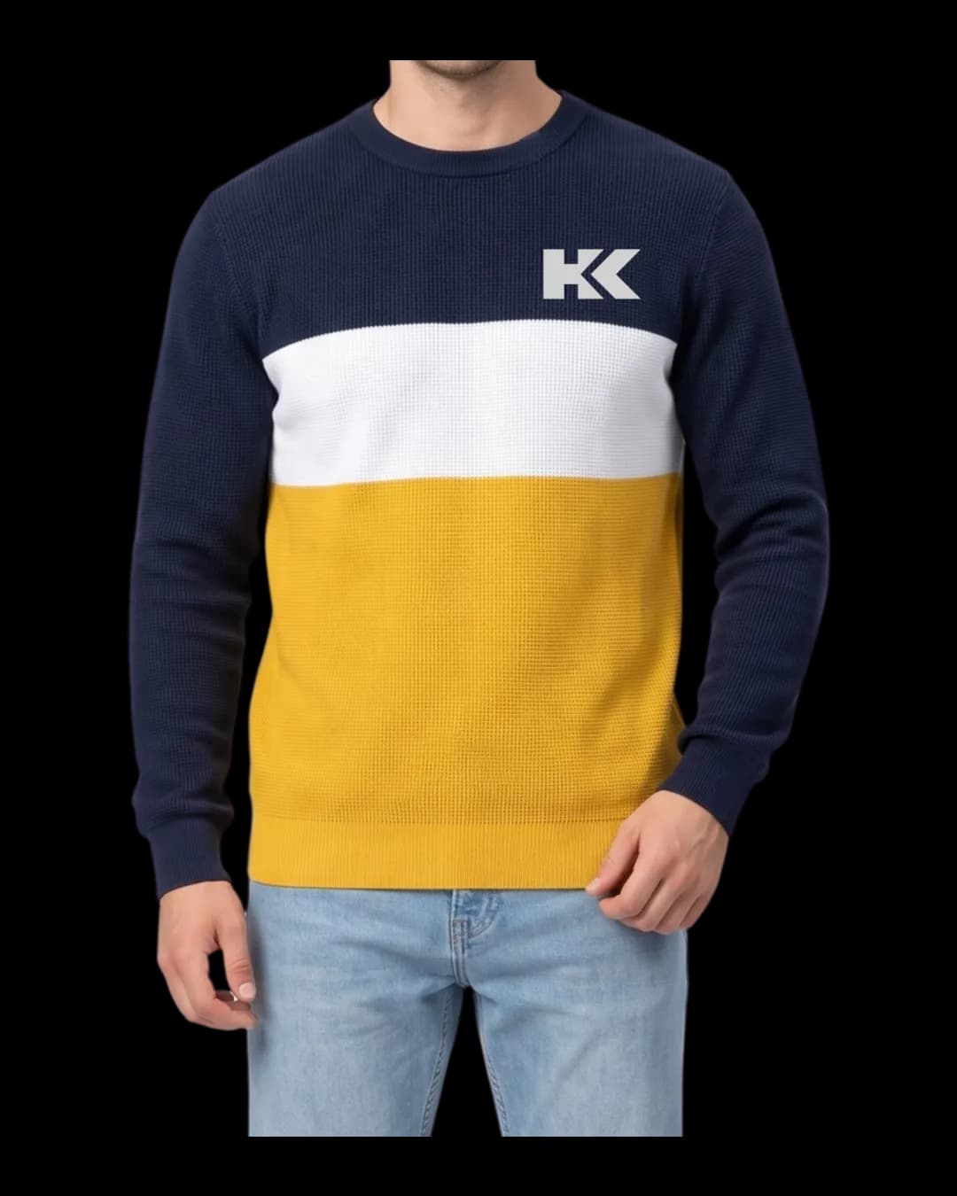 Chest Band Sweatshirt worn by a model