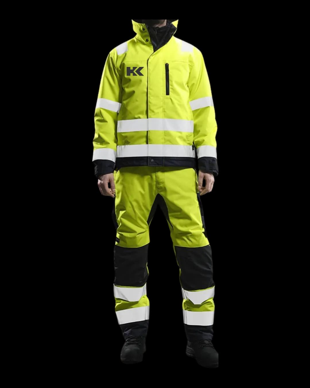 Hi-Vis Padded Work Suit worn by a model