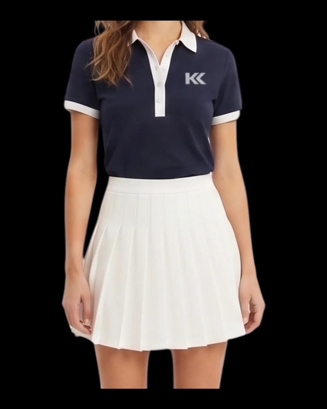 Polo and Pleated Skirt Tennis Set worn by a model