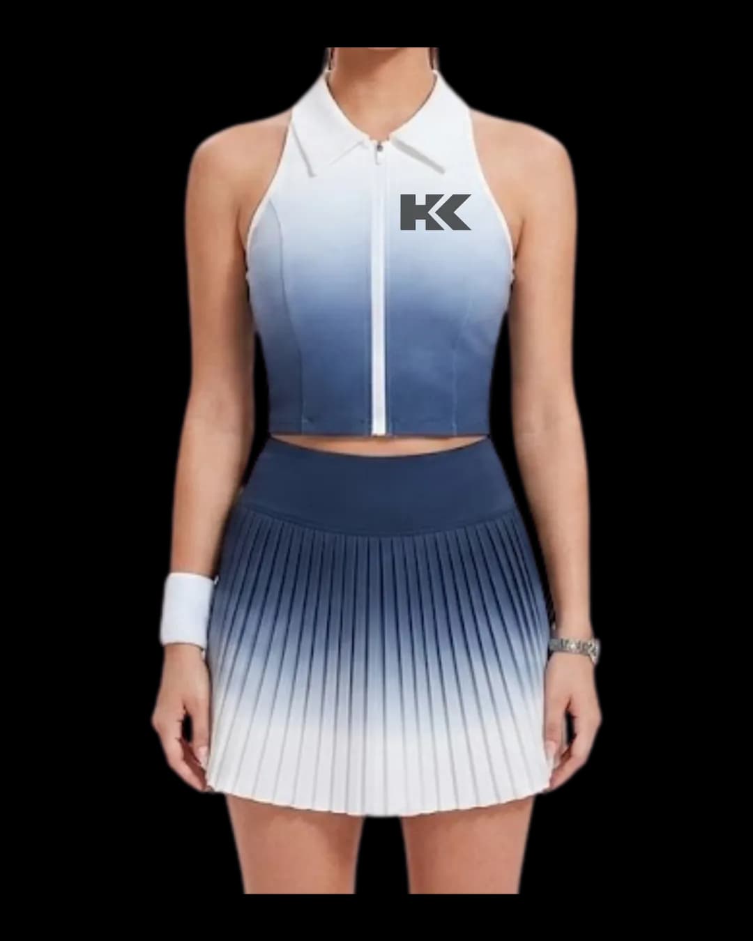 Gradient Zip Tennis Dress worn by a model
